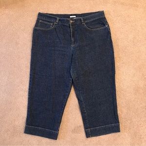 Jones Sport Denim Blue Jeans Womens Size 16 Wide Leg Cropped Capri